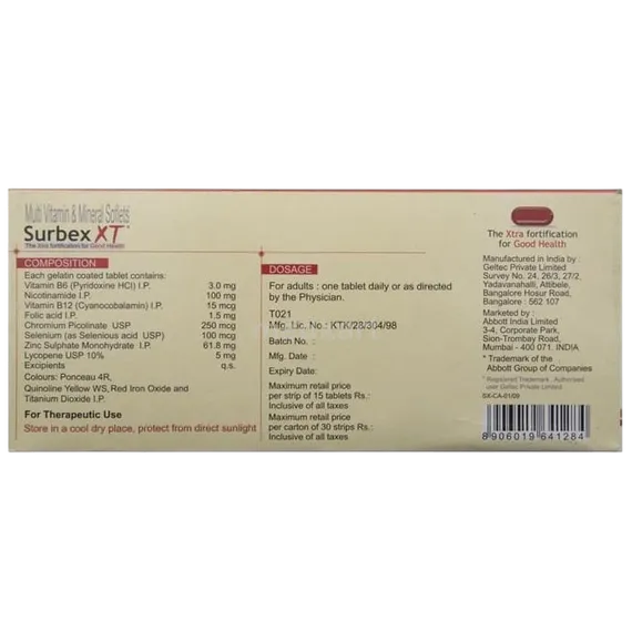 surbex xt tablet 15's